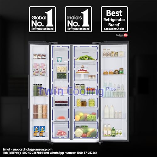 Samsung 653 L, 3 Star, Frost Free, Double Door, Convertible 5-in-1 Digital Inverter, Side By Side AI Enabled Smart Refrigerator with WiFi (RS76CG8003B1HL, Black Matt) 4 51rdNqwU6aL