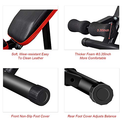 FISUP Weight Bench, Adjustable Workout Bench With Fast Folding, Multi-Purpose Utility Bench Press For Full Body Strength Training Home Gym