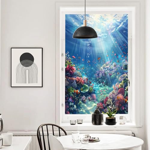 Vinilo para ventana con diseño coral y peces 17.7x23.6 pulgadas miniatura 5