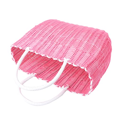 Cabilock Strong Plastic Woven Basket Decorative Storage for Market Kitchen Bright Design