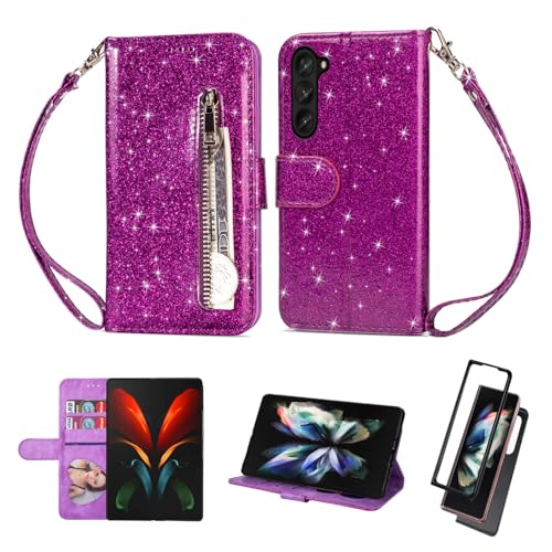 Étui pour Galaxy Z Fold 6 pailleté violet : l'accessoire idéal pour vos sorties en ville