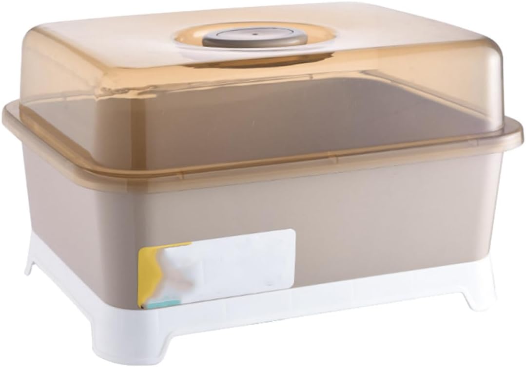 Happyyami PP Drain Basket Kitchen Dish Rack Storage Box with Lid