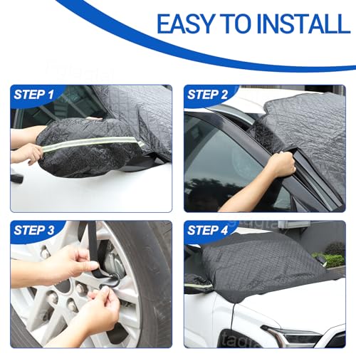 Image of Windshield Snow Cover Fit for Toyota Tundra 2022-2024, Front Windshield Cover for Ice and Snow, Windshield Ice Cover Protects from Rain, Sun, Frost (Black)