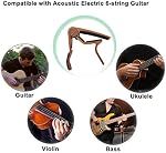 WINGO Capo de guitare en bois, 6 Guitare acoustique à cordes & Accessoires de guitare électrique - pour Ukulele, Basse (couleur de bois foncé, 2 Boîte)