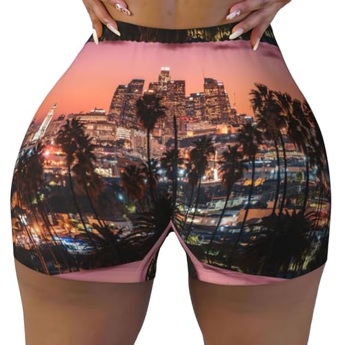 HKHLHLH Los Angeles Palm Trees Stampa Estate Donna Pantaloncini Allenamento
