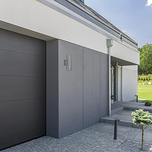 Hamilton Hills 12 Inch Outdoor Wall Sconce Up Down Cylindrical Light | Brushed Nickel Modern Exterior Light Fixture | Outside Lights House Led Wall Light For Garage & Laundry #TOP5