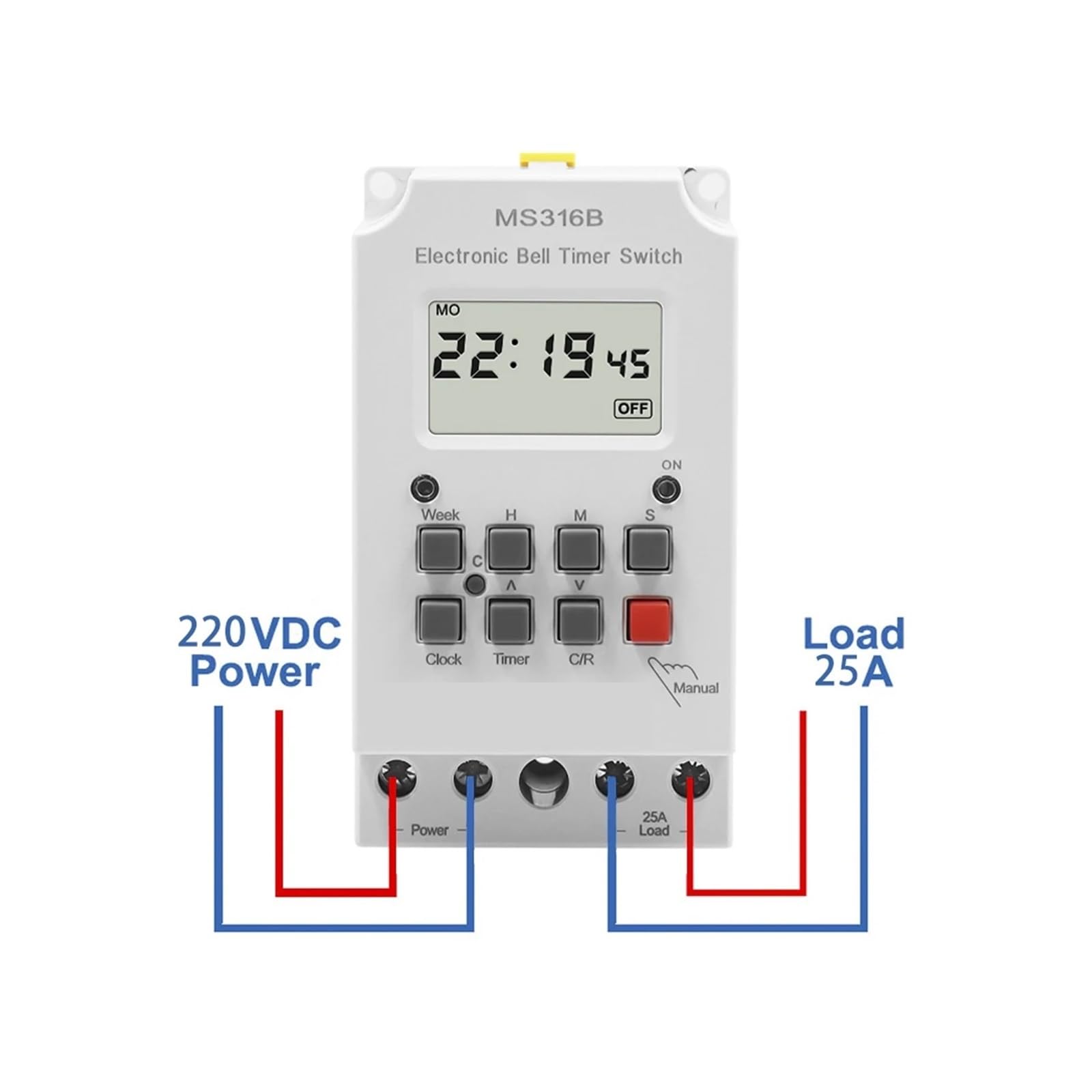 Timer programmabile 220V 25A 68 ON, regolatore del Tempo della campanella della Scuola