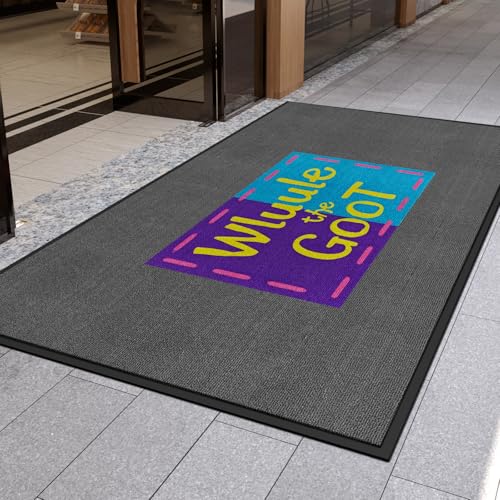 MAOVOT Custom Commercial Area Rugs Floor Mat Carpet Personalized Logo Text Entryway Rug with Non-Slip Rubber Backing Indoor Outdoor Doormat 5' x 10'