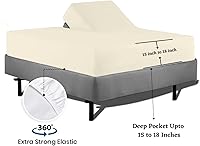 Vista 3 de Sábanas de cama Flex Top Queen para dormir de 28 pulgadas, parte superior dividida 100 % algodón egipcio, 800 hilos, sábanas ajustables con parte