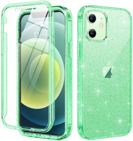 Diaclara Compatible with iPhone 12/12 Pro Case, 360° Full Body with Built-in Screen Protector Touch Sensitive Shockproof Bumper Case Cover Clear-Back Designed Compatible for iPhone 12 6.1"-Black