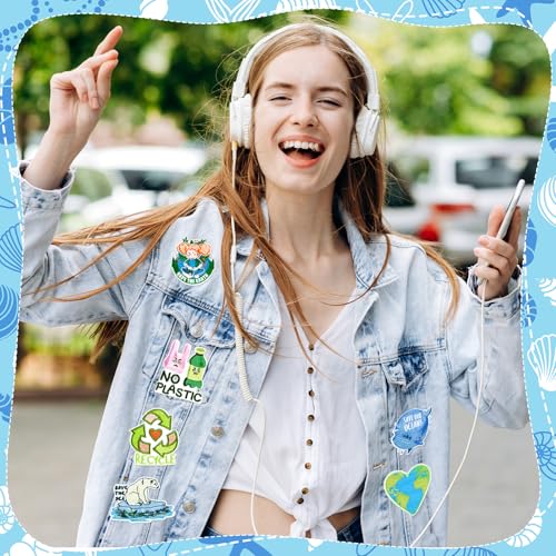 Tigeen 48 Pcs World Earth Day Chenille Iron on Patches Bulk Embroidered Patch for Hats Clothes Sew on Applique DIY Accessory for Backpack Pants Jeans