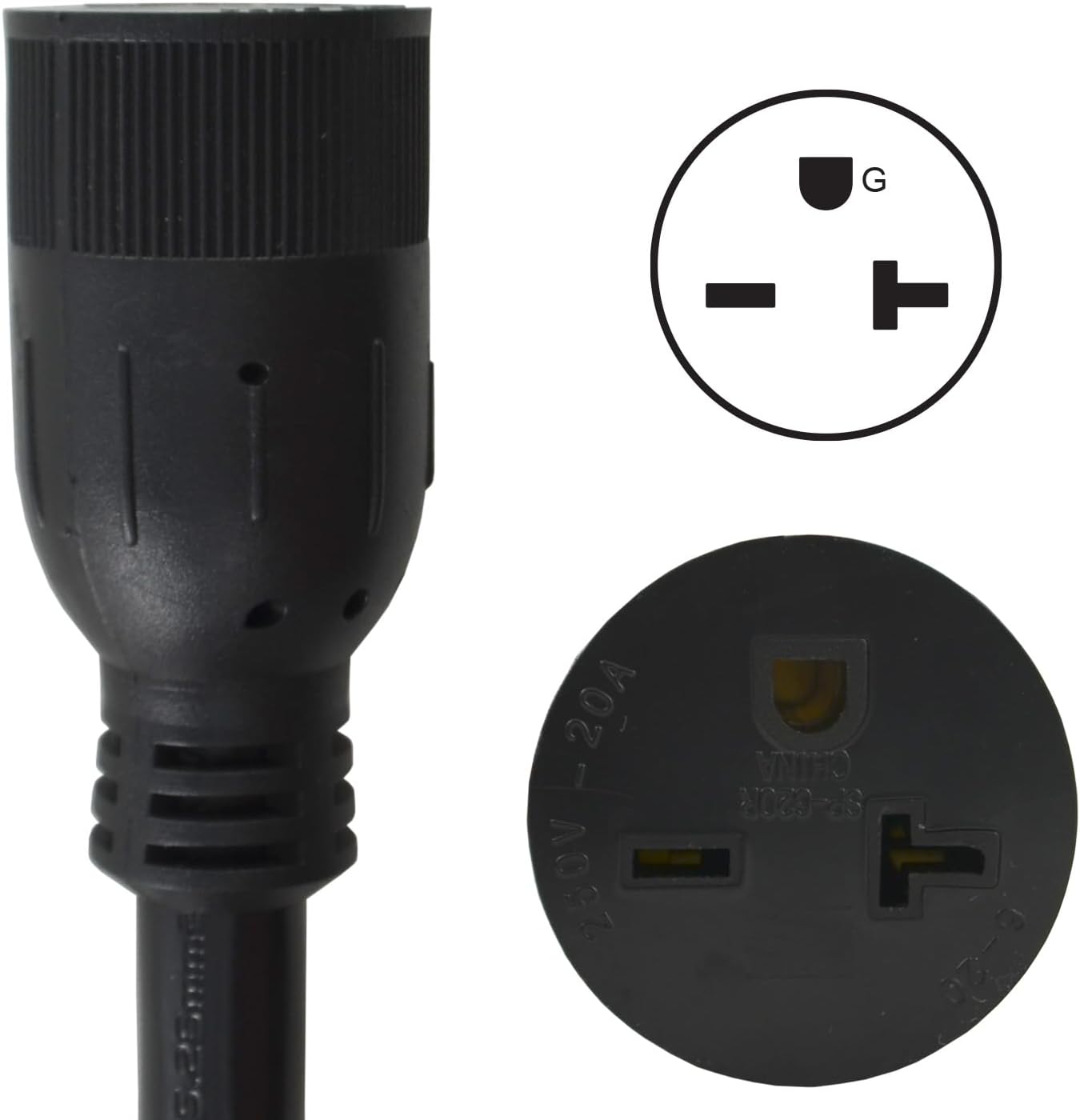 Conntek NEMA 14-30P to 2 Outlet 14-30R and 6-20R Y Splitter 3 Feet