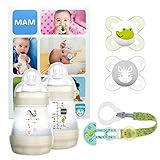 Envío y detalles – Set de regalos de nacimiento con 2 biberones anticólicos Easy Start (160 ml), 2 chupetes Start (caja doble) y sujetachupetes, gris, número de artículo XXXX, UNISEX