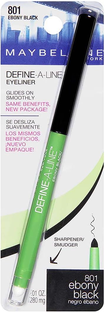 Maybelline Define-A-Line Eyeliner – 801 Ebony Black, 280 Mg, Präzise Linien