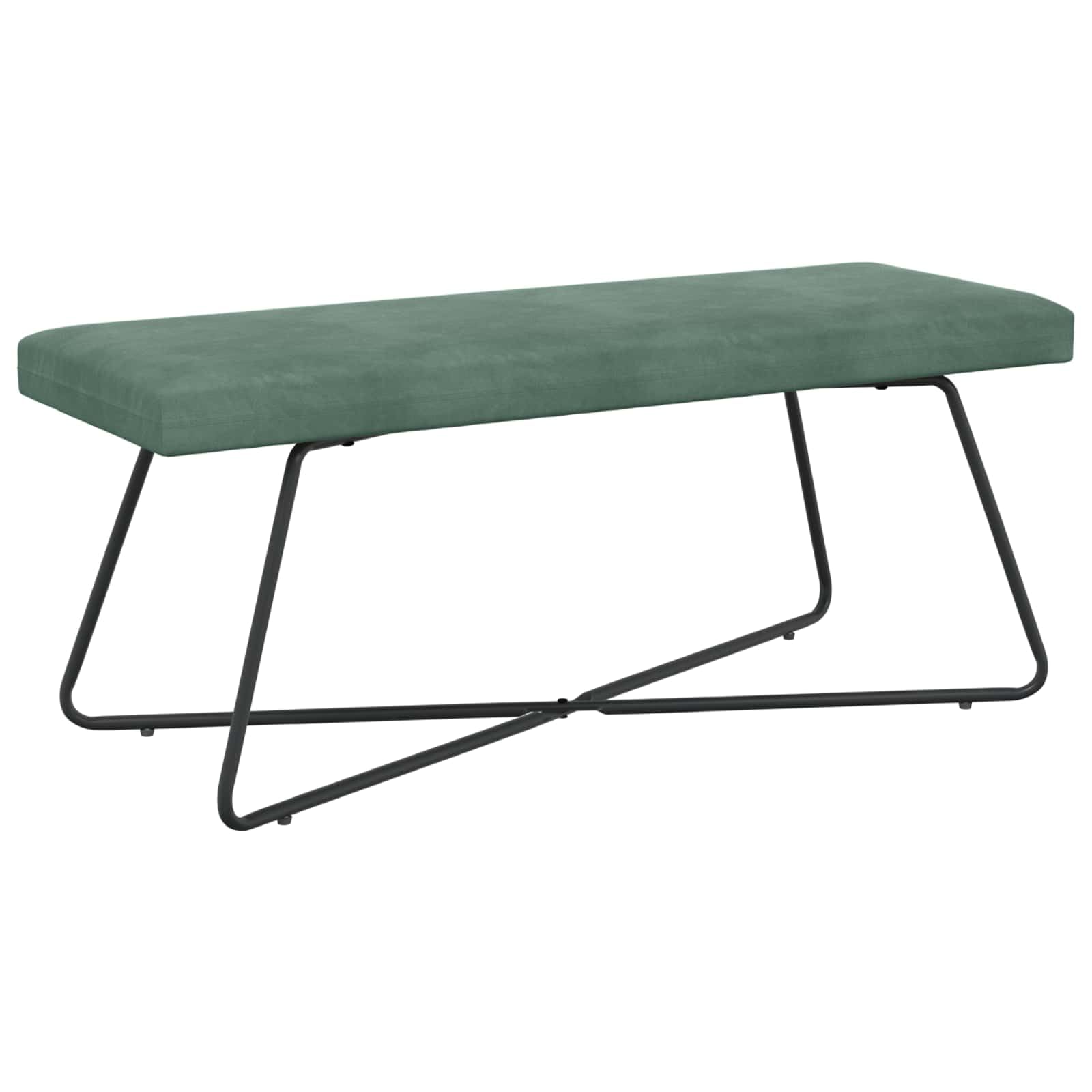 Banco acolchado verde mar con patas en cruz de diseño exclusivo para salón