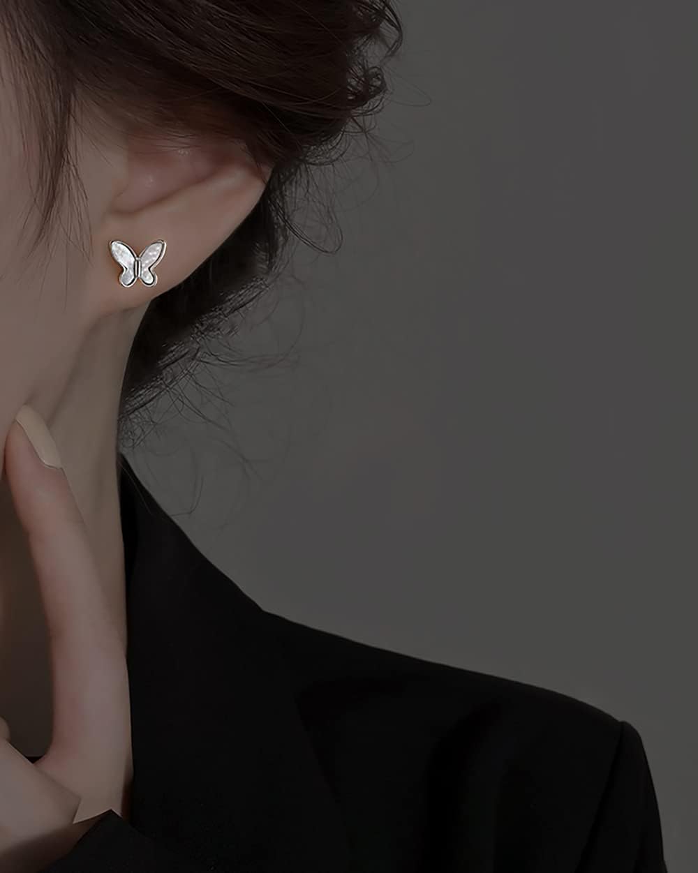 SLUYNZ 925 Sterling Silver Butterfly Studs Earrings for Women Mother of Pearl Butterfly Studs Earrings - Image 3