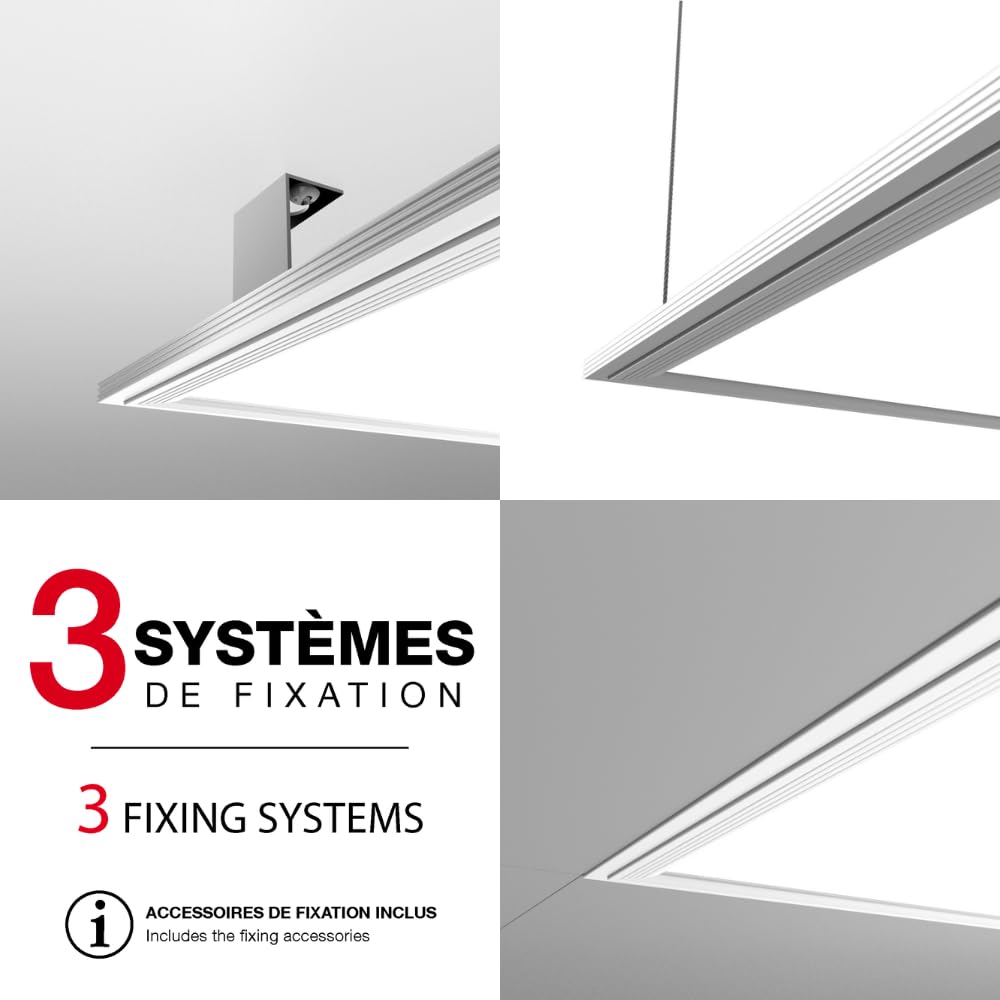 Xanlite - Panel de techo rectangular con 3 modos de fijación, 42 W, LED plano, 3300 lúmenes, diseño 1185 x 285 mm, PA3000RNW, 42 W