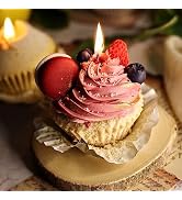 UPFLICK Cupcake Candle Macarons Cute Birthday Gifts for Women Home Decorative Cake Scented Pink C...