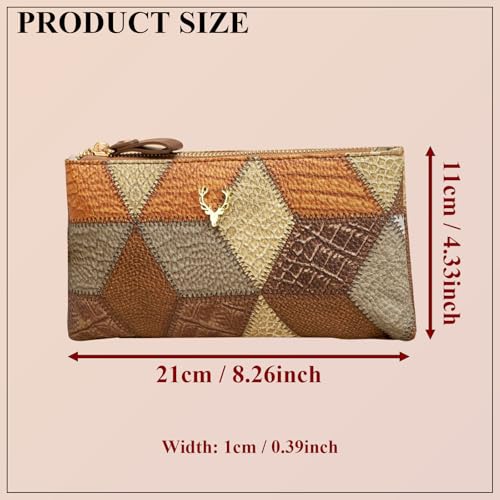 Fashion Small Square Handbag,Retro Color-Block Zipper Purse Wristlet Wallet PU Leather Pouch Large Capacity Clutch2
