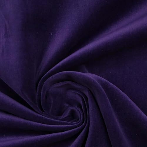 Tela de terciopelo 100% algodón liso, material no elástico, 45 pulgadas (1 metro, morado 6134)