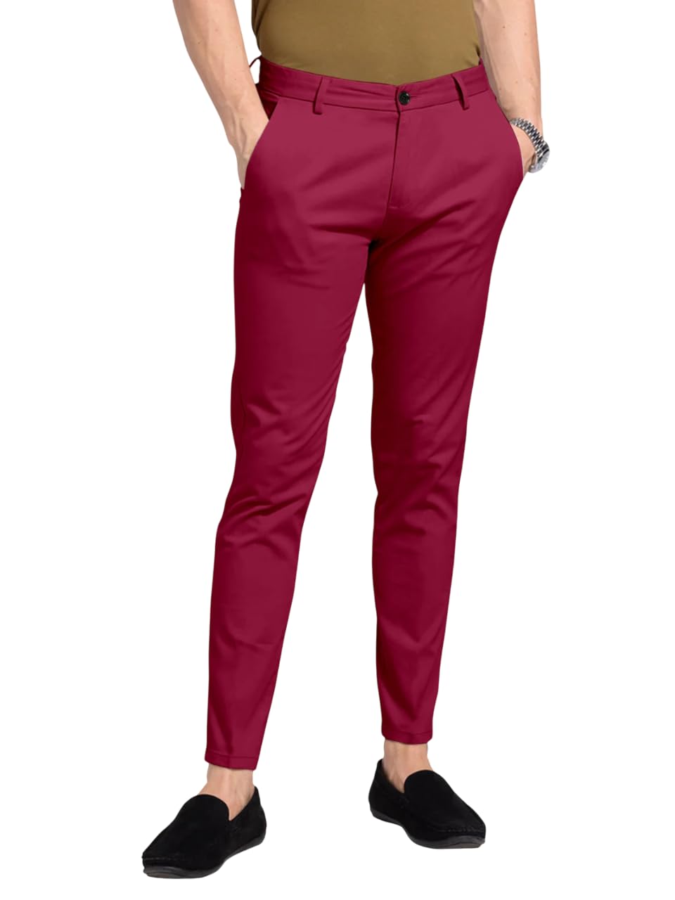 Relaxed Fit Regular Straight Stretchable Comfortable Slim Casual Lycra Polycotton Fabric Pants Office Solid Formal Trousers for Men-image-15