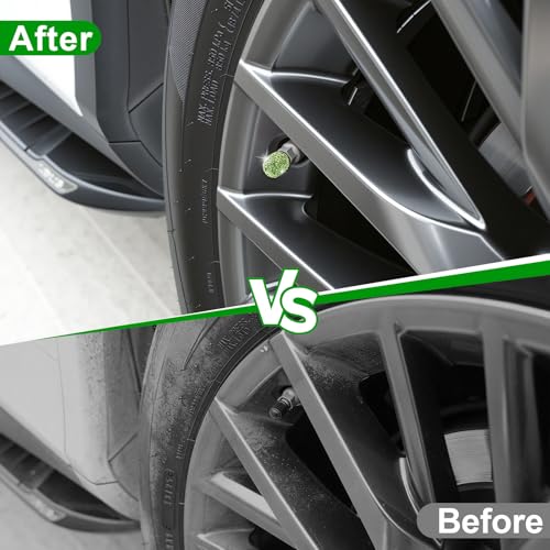 Image of JUSTTOP 4 Pack Handmade Crystal Rhinestone Car Tire Valve Stem Caps, Universal for Cars, Trucks and Motorcycles - Green