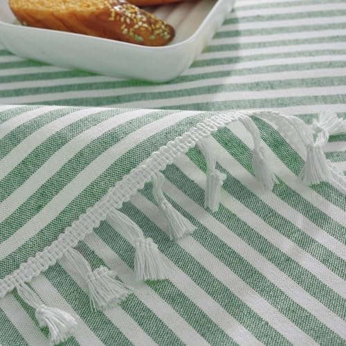 meioro Striped Tablecloth Rectangle Tablecloths Cotton Blend Table Cloth Washable Tabletop Decorative Fabric Table Cover for Kitchen Dinning (Green, 60 x 120 Inch) by meioro - Image 5