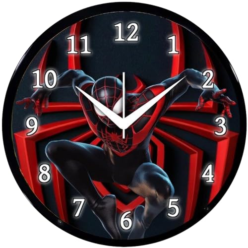 Babawill Round Wall Clock Spider Man – 26 x 26 x 6 cm, ABS Plastic Frame with Glass Front – Modern Decorative Clock for Home, Office, Living Room