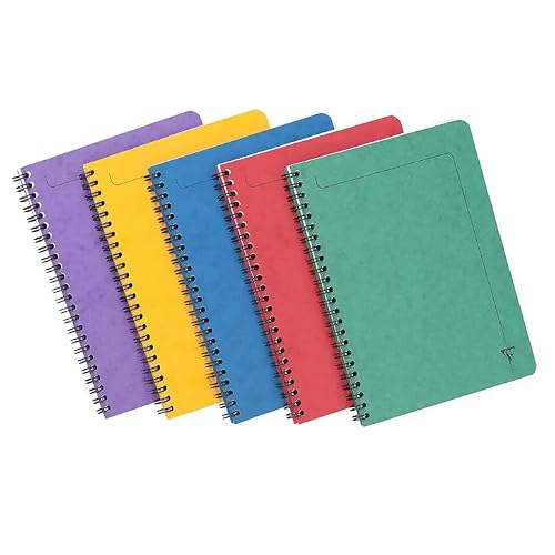 Image of Greener Route [PACK of 5] A4 Double Spiral Wire bound Notebook Assorted Colour Eco friendly packing & plastic free Packaging - 120 Detachable pages, 90Gsm Clairefontaine Paper, Resistant Cover