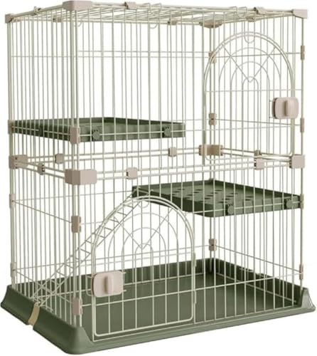 AZIEBAY 猫ケージ、大型の二重層、折りたたみドア付き、広々とした、複数の猫に適しており、脱走防止、安全で安心、組み立て簡単、シンプル