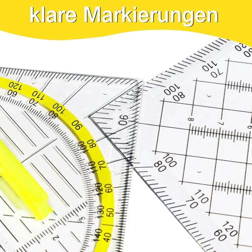 Geodreieck Mit Griff, Zwei Geodreieck-Set, 22,5cm Großes Geodreieck Und 15,7cm Kleines Geodreieck, Mit Winkel Als Winkelmesser, Multifunktional Für Professionelle Zeichnung, Malerei