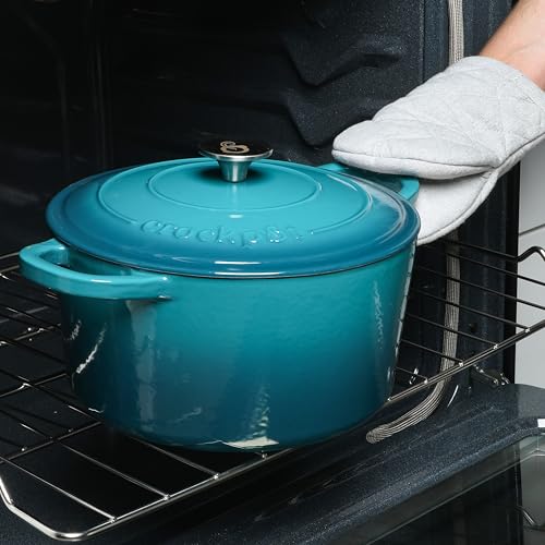 Image of Crock-Pot Artisan 7-Quart Round Dutch Oven - Teal Ombre, Enameled Cast Iron Oven Safe Cookware