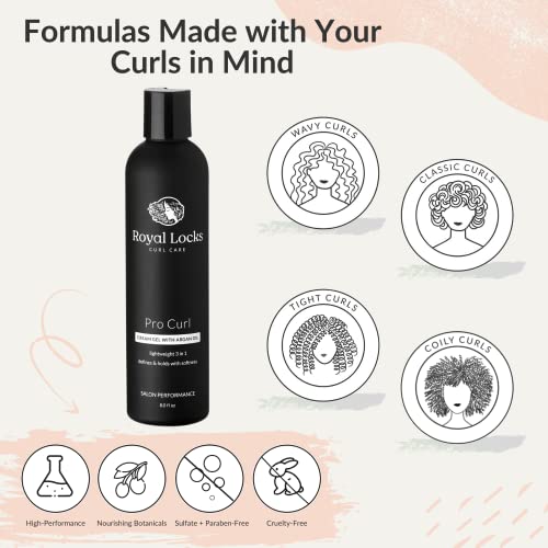 Royal Locks Pro Curl Cream Gel | Curly Hair Cream Gel | Lightweight Curl Defining Cream With Argan Oil, Anti-Frizz Styling Gel - For Wavy, Coily & Curly Hair-New & Improved Formula (8 Fl Oz) #TOP4