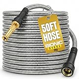 Bionic Steel PRO 50 Ft Metal Garden Hose with Nozzle, Water Hose Made from Heavy Duty 304 Stainless Steel, Flexible, Lightweight, Brass Fittings, Non Kinking, 500 PSI