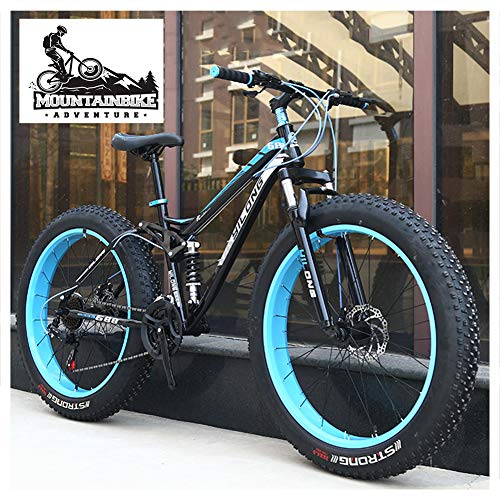 HTDRE Vélos Montagne Tout-Suspendu, avec Freins à Disque Doubles, pour Adultes (Hommes et Femmes), Tout Terrain, pneus Larges, Cadre en Acier à Haute teneur...