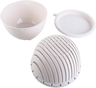 Salad Cutter Bowl Multi-Function Lettuce Slicer Plastic Fruit Vegetable Cutting Bowl Double Layered Rotatable Kitchen Colander Strainer