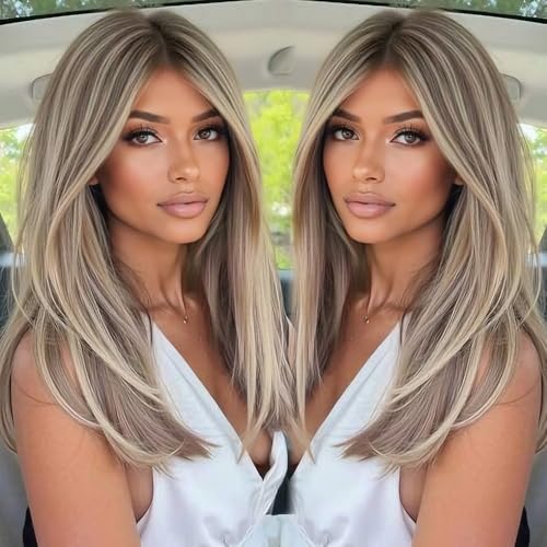 Byluxurious 220% Highlight Ash Blonde Wig Human Hair Pre Plucked