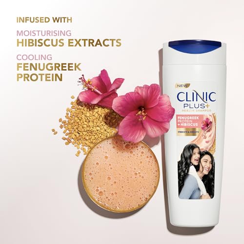 Image of Clinic Plus Strength & Smooth Shampoo, Fenugreek Protein + Hibiscus for Hair Strengthening and Smoother Hair, 175 ml