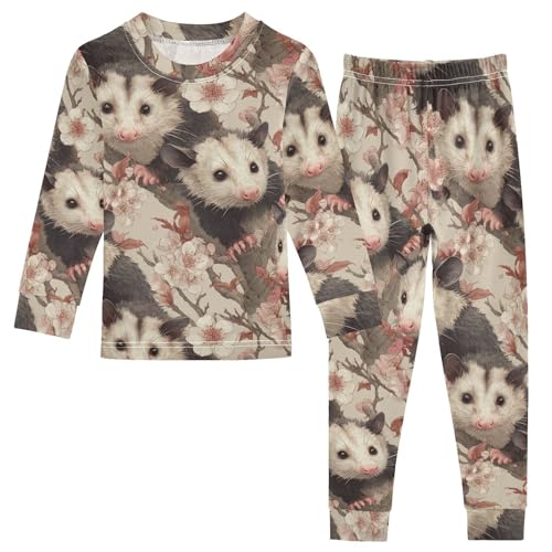 Pajama Sets Long Sleeve Adorable Possums Among Blossoms Soft Comfy Sleepwear 2 Piece PJS 3-8T