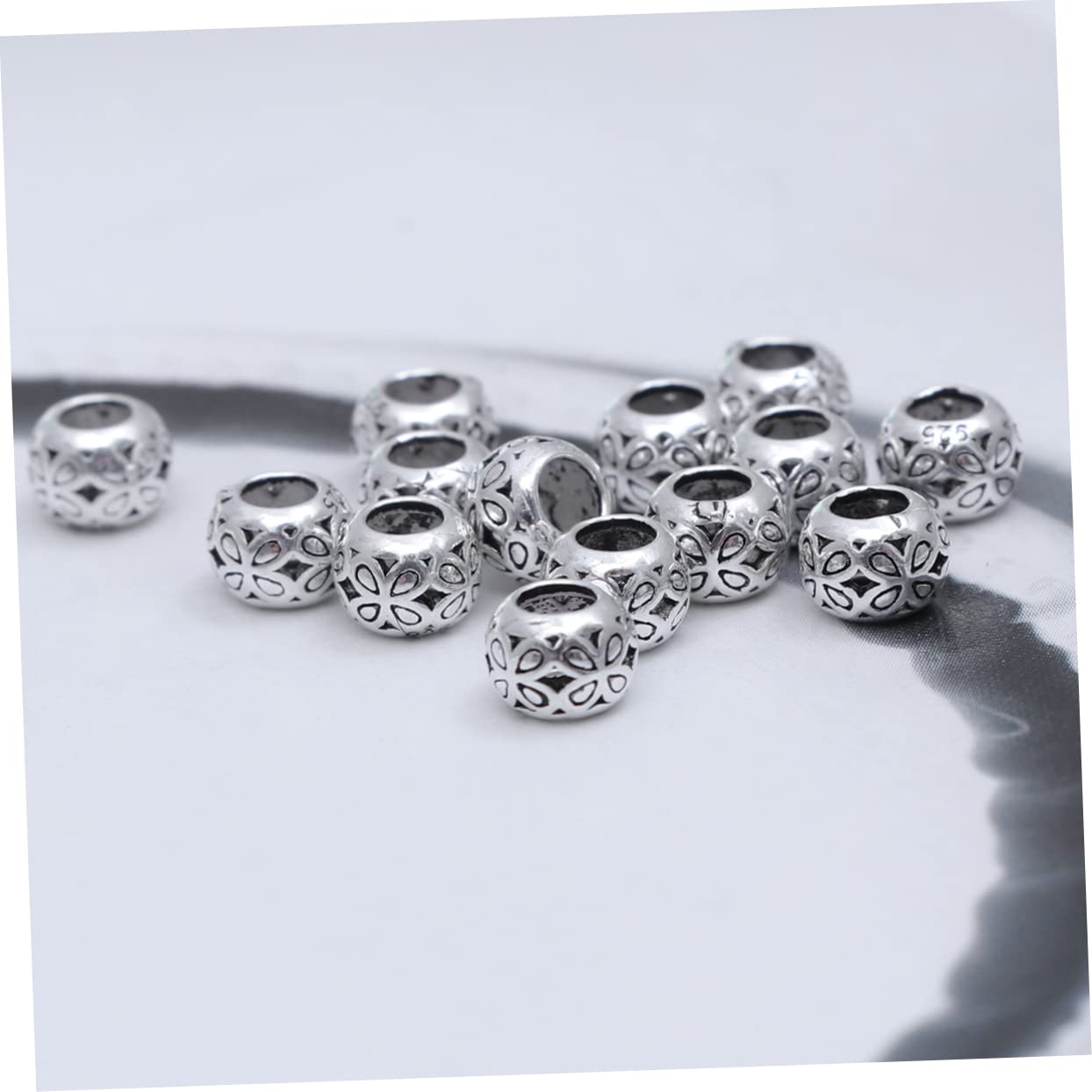 Operitacx 28pièces Perles Intercalaires Argentées Pour Fabrication De Bijoux Accessoires Thaïlandais Pour Colliers Et Bracelets