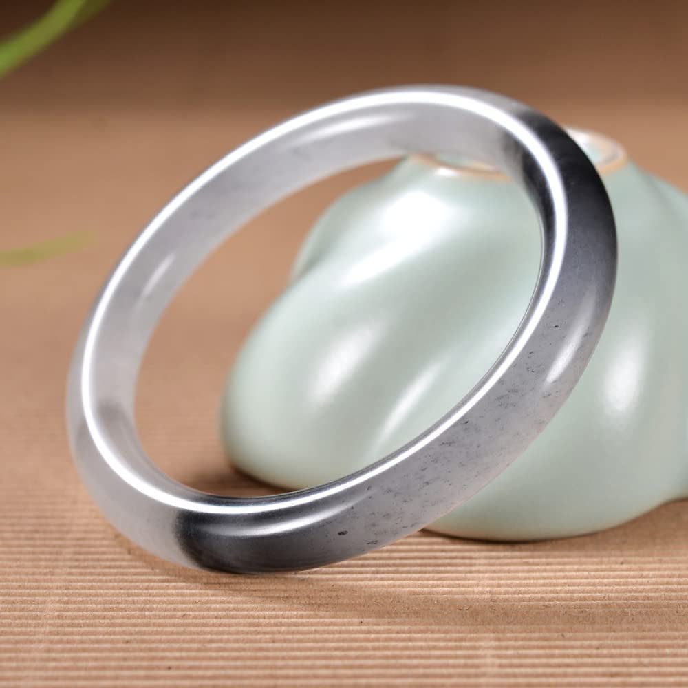 Braccialetto di giada, bracciale di giada naturale dorata e seta e giada blu e bianca, bracciale di giada blu e bianca con inchiostro di Gobi e inchiostro, porta fortuna, con scatola porta(62mm