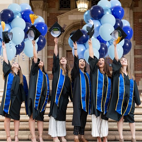 Image of 100pcs Blue Balloons, 12 inch Chrome Royal Navy Pearl Macaron Baby Blue Balloons for Birthday, Baby Shower, Wedding, Graduation Party Decorations