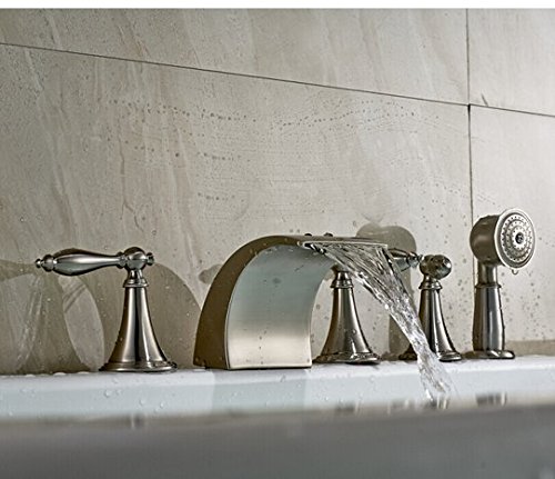 Mitigeur cascade baignoire nickel brossé style épuré et durable Gowe