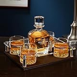 Engraved Bourbon Decanter Set – Draper Whiskey Decanter with Rocks Glasses and Acrylic Tray