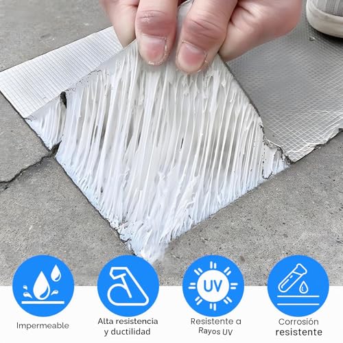 Miniatura 4 de Cinta De Butilo Impermeable Autoadhesiva,5cm X 10m Cinta Adhesiva Super Selladora,Flex Tape Prueba De Fugas,Cinta Aluminio Adhesiva Para Goteras, Huecos En El Marco De Ventana O Roturas De Tuberías