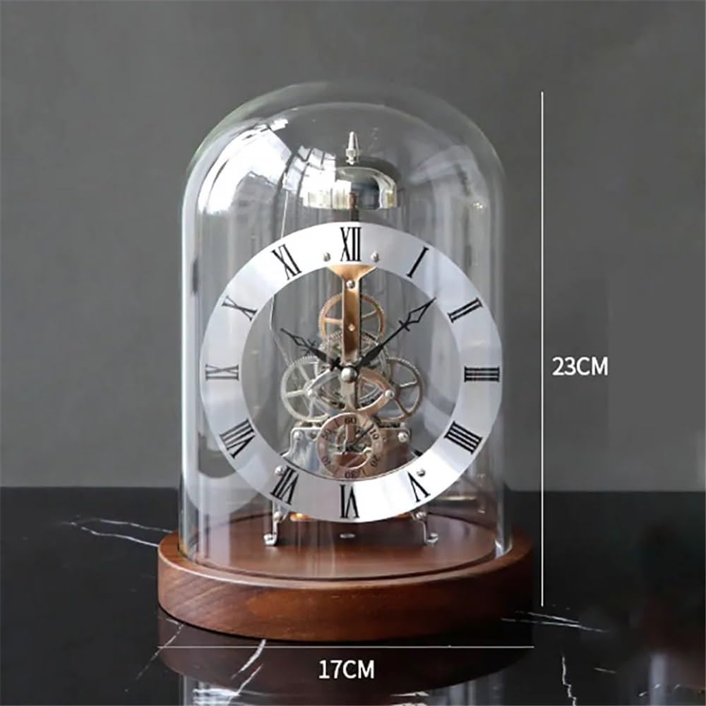 Décorative Horloge de bureau mécanique en métal et bois, horloge de table de bureau de luxe, horloges d'intérieur esthétiques, accessoires de décoration de chambre à coucher pour Bureau Chambre Table(