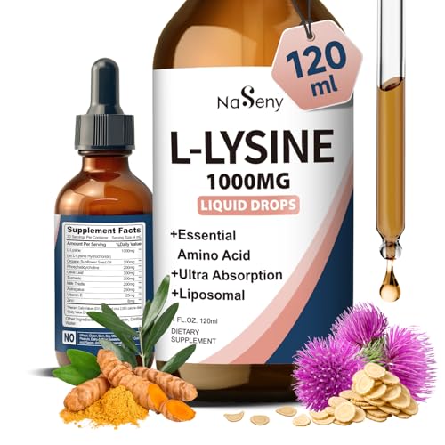 L-Lysine Liquid Drops Liquid Lysine 1000mg Supplement Essential Amino Acid Supplement for Lips & Oral Health & Collagen Formation Support Lysine Drops with Vitamin E & Zinc for Adults 4 Fl oz