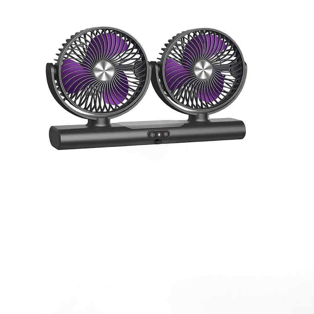 Doppio ventilatore per auto girevole a 360° USB per batteria doppio (bianco