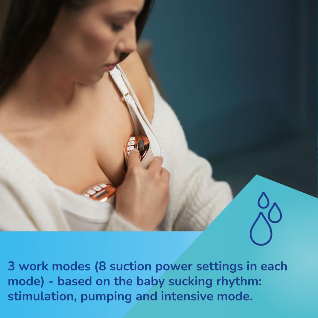 Canpol babies Elektryczny laktator do noszenia bez użycia rąk – ultralekki, przenośny, 3 tryby, 8 poziomów ssania, wyświetlacz LED, 4 rozmiary lejków (17-24 mm), cichy, szczelny, akumulator 120 min