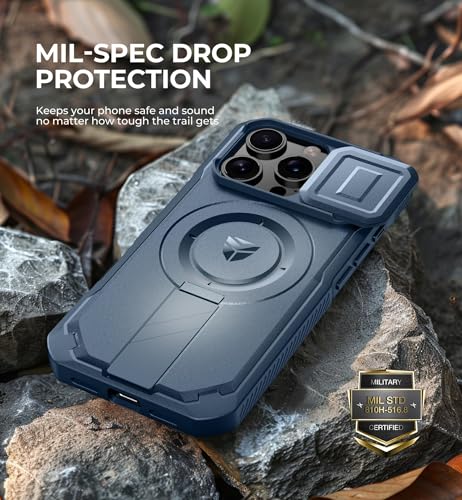 Dexnor for iPhone 16 Pro Case with Slide Camera Cover & Adjustable Kickstand, Magnetic Rugged Shockproof Bumper Cases Heavy-Duty Mangetic Protective Cover,Navy Blue by Dexnor - Used condition - Image 6